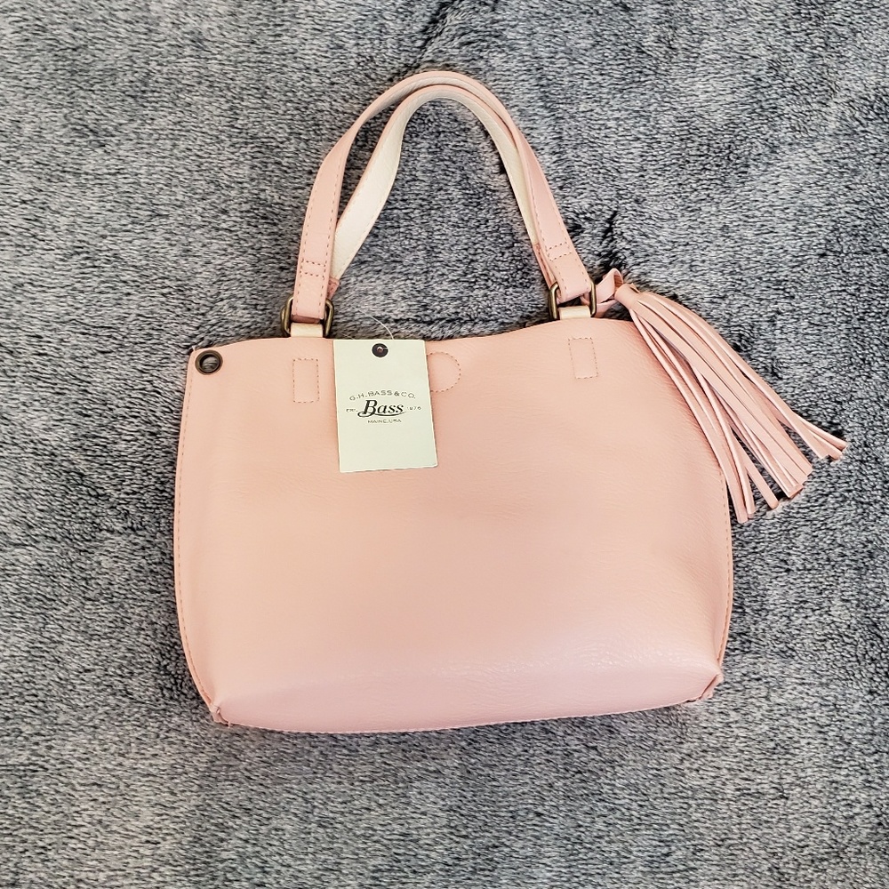 G.H. BASS & CO REVERSIBLE BAG ||| PINK/CREAM NWT